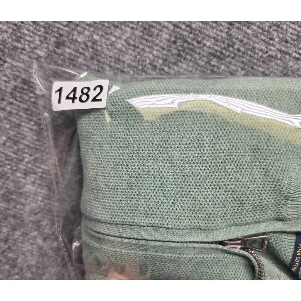 Polo Ralph Lauren XL Mint Sage Green 100% Pima Cotton Pullover 1/4 Zip Sweater